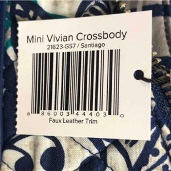 Vera‎ Bradley Crossbody Bag Purse Mini Vivian Santiago Print Blue Adjustable - Picture 14 of 14